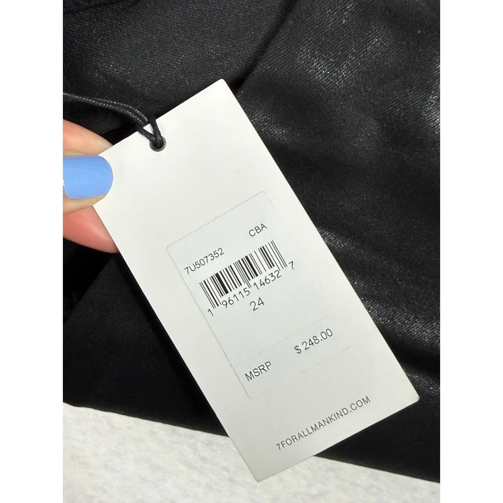 7 For All Mankind Womens jeans High Rise Coated Slim Bootcut Black Size 24 x 34